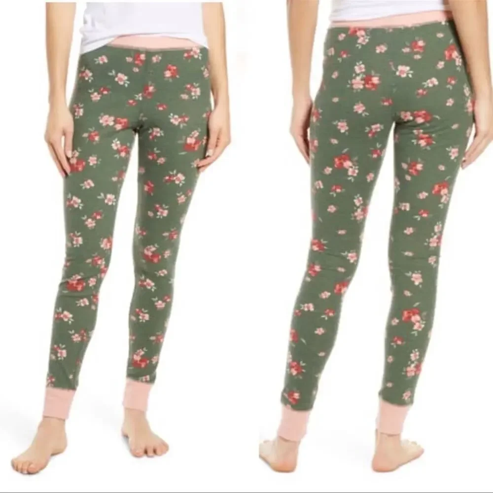 NORDSTROM BP Women's Pink Green Floral Thermal Pajama Pants